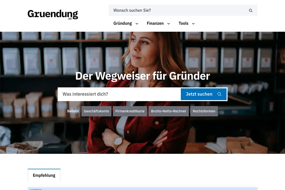 Screenshot of gruendung.de